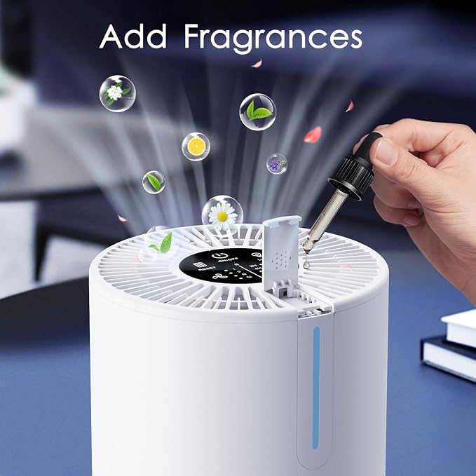MOOKA M01 Air Purifiers for Bedroom Home 430 Sq.Ft with Extra 2 Filters, H13 HEPA Filter Small Portable Air Purifier with USB Cable Fragrance Sponge for Smokers Pollen Pets Dust Odors
