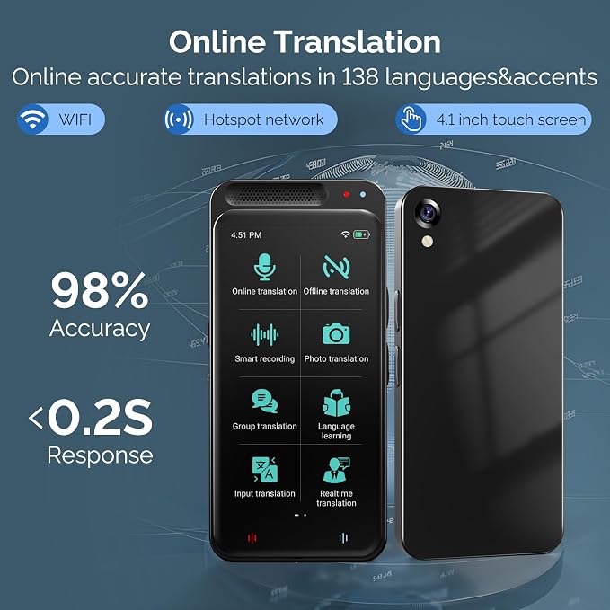 Language Translator Device No WiFi Needed, Two-Way Real Time Translator Device Upgraded ChatGPT, 150+ Languages Instant Translator, Offline&Text&Photo&Voice Translation for Travel Business Learning