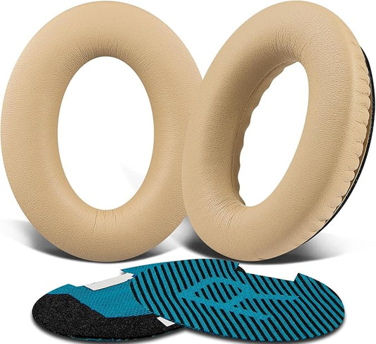 SoloWIT Protein Leather Earpads Cushions for Bose Headphones, Replacement Ear Pads for Bose QuietComfort 15 QC15 QC25 QC2 QC35/Ae2 Ae2i Ae2w/SoundTrue & SoundLink Around-Ear Series - Beige