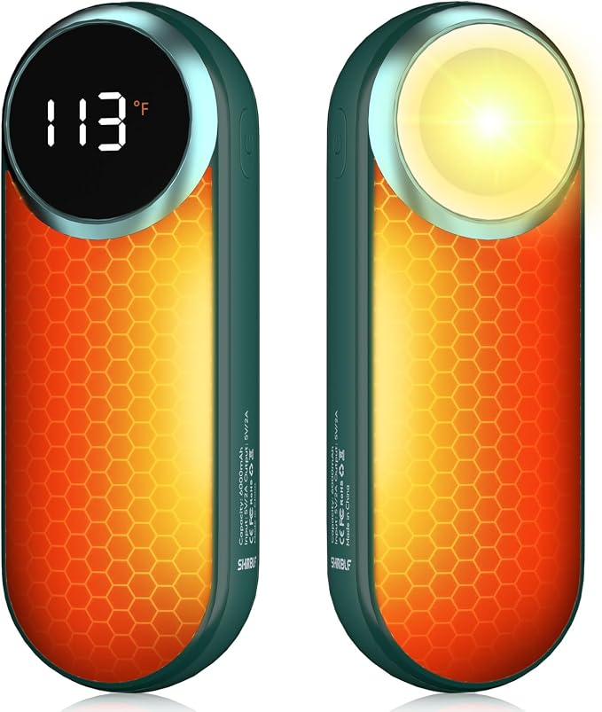 Rechargeable Hand Warmers 2 Pack - Magnetic AI Electric Hot Hands with LED Light, 3 Heat Settings Double Sided, 15H Battery Life, Portable Electric Heater for Outdoor，Hunting Camping ， Christmas Gifts
