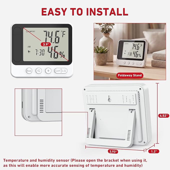 MINI-Hidden-WIFI -Wireless-Secruity-Camera,4K Real FULL HD Nanny Cam With Hygrometer Thermometer Clock,Night Vision&Motion Detection Alerts.Mobile Phone APP Control,Support 2.4G &5G For Home Office
