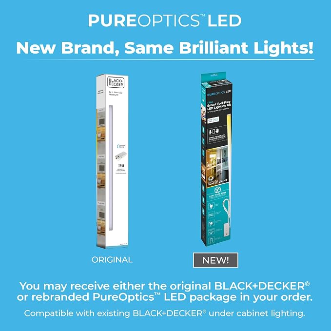 PureOptics LED Works with Alexa Smart Under Cabinet Lighting, Adjustable LEDs, 24" Bar, White