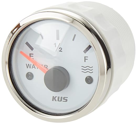 KUS CPWR-WS, 240-33 Ohm, Electric Water Level Gauge, 12V / 24V, 2" (52mm) with Backlight