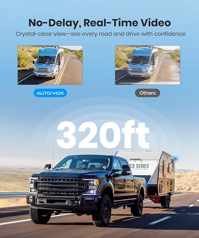 AUTO·VOX Magnetic Wireless Backup Camera with Solar Panel, 1 Minute Install Hitch Camera, Solar Assisted Charging for RV, 1080P HD 5" Monitor, IR Night Vision, IP69K Waterproof for Truck RV Trailer