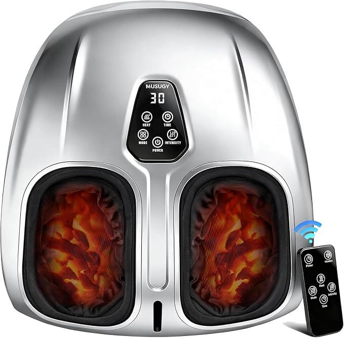 Foot Massager with Heat and Compression 2026 Upgraded Shiatsu Style | Comfortable Combination of Heat, Kneading, Vibration & Compression,for Plantar Fasciitis & Neuropathy