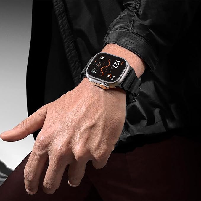 Bandletic Compatible with Apple Watch Ultra Band Men, Wide Soft Elastic Straps with Magnetic Fidlock V-Buckle for iWatch 49mm(Ultra 3/2/1),46mm(11/10),45mm(9/8/7),44mm(SE3/SE2/SE/6/5/4),42mm(3/2/1)