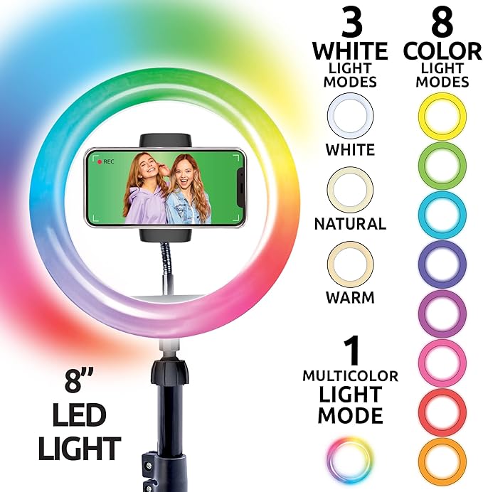 Canal Toys New So DIY TikTok Instagram YouTube Multicolored Ring Light with Green Screen and Phone Mount Tripod. Studio Creator 2 Influencer Video Creator Kit