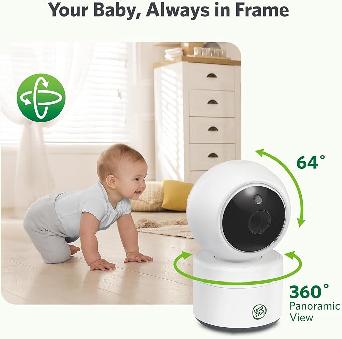 LeapFrog Video Baby Monitor - 5-Inch Color Screen, 31-Hour Battery, Secure Non-WiFi FHSS, Remote Pan Tilt Zoom, Night Vision, 2-Way Talk | LeapView 360