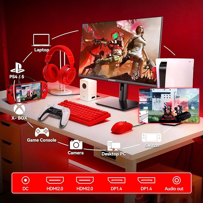 CUNPU 27 Inch 1440P 240Hz Gaming Monitor, Fast IPS, 1ms GTG QHD Gamer Monitor, FreeSync & G-Sync, HDR, 128% sRGB, Height/Pivot/Tilt/Swivel Vertical Monitor, Built-in Dual Speaker, HDMI/DP