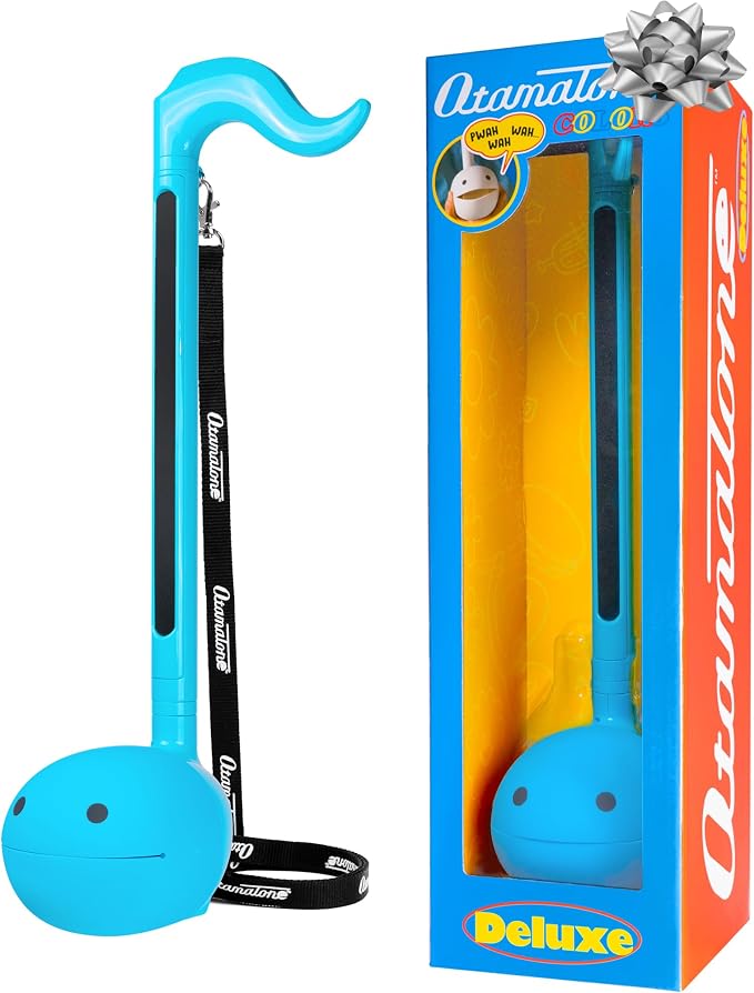 Otamatone Deluxe Blue – Electronic Musical Instrument for Adults, Portable Digital Synthesizer with 3.5mm Aux Jack and Strap from Japan by Maywa Denki, Cool Unique Gift [English Manual]