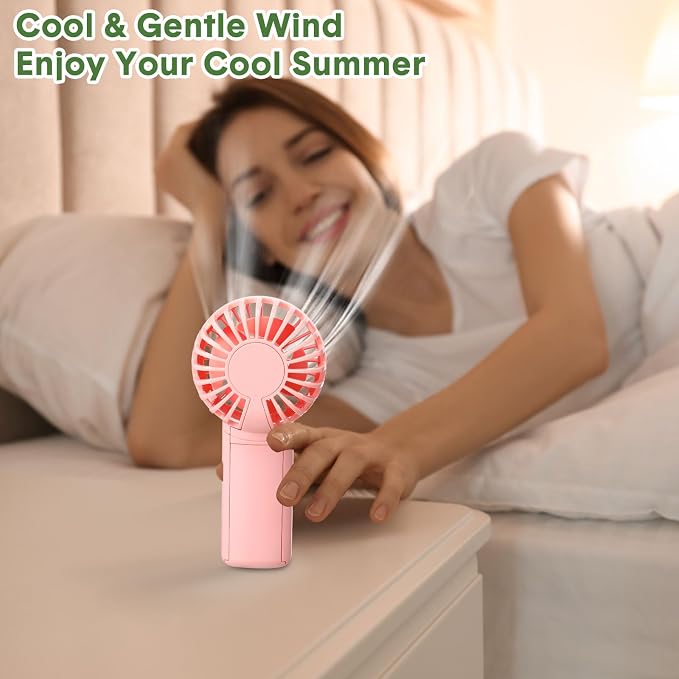 Rossesay 12 Pcs Mini Portable Fan Handheld Battery Operated Portable Small Personal Fans for Summer Beach Indoor Outdoor Travel Cooling Gift (Green,Pink,White)