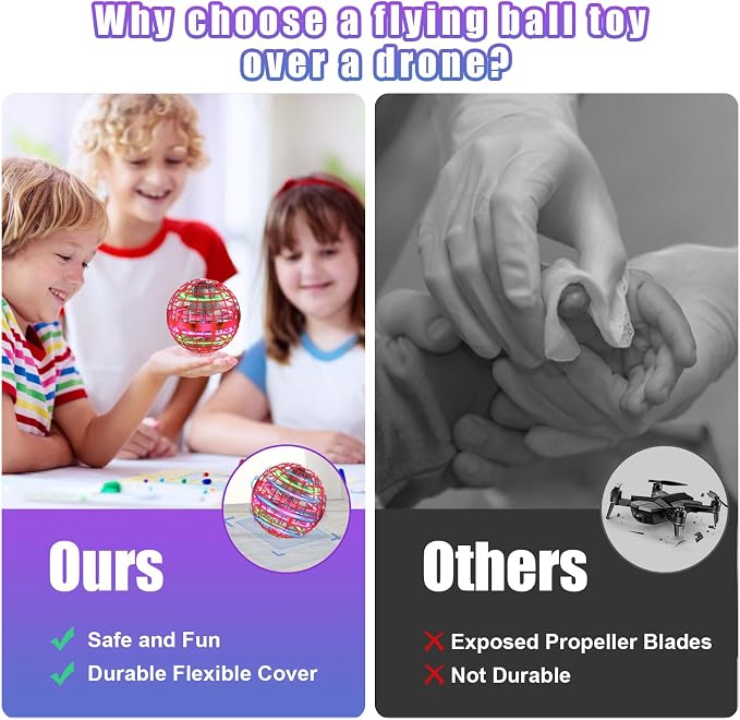 XINHOME Flying Ball Orb Toys Hover Soaring Flying Toy Globe Shape Magic Boomerang Spinner Hand Controller Mini Drone for Kids Adults Outdoor Indoor (Red)