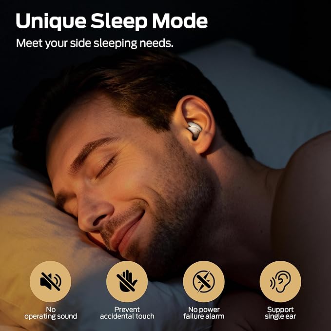 Monster Sleep Ear100 Ear Buds, Sleep Earbuds with Stereo Sound, Design for Side Sleepoth 6.0, ENC Noise Cancelling, IPX6 Waterproof Mini Headphones,White