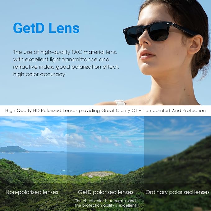 AI Glasses for Men & Women, Smart Glasses Powered by ChatGPT, AI Real-time Translation with 107 languages, 11H Music Play, Bluetooth Sunglasses with Polarized Lens, UV Protection for Daily Use, Travel