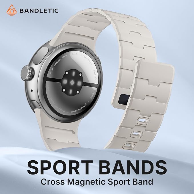 Bandletic Magnetic Silicone Bands Compatible with Google Pixel Watch 4/3 45mm Band for Women and Men, Rugged Soft Sport Strap Replacement Wristband