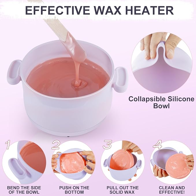 Wax Warmer for Hair Removal, 16.9oz Portable Electric Wax Heater Machine for Hard and Soft Wax Beads, Fast Heating for Home Gentle