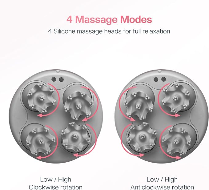 COMFIER Scalp Massager for Hair Growth, Waterproof & Full Body Kneading, 84 Massage Nodes, Handheld Head Scratcher, Cat Massager, Pink