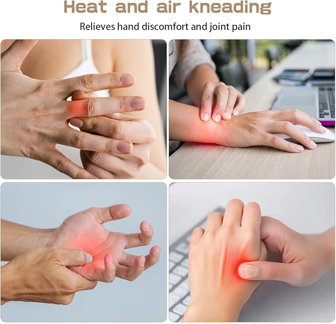 Hand Massager with Heat and Compression, Finger Massager, Cordless Deep Relaxation, Gift for Women, Men, Christmas,Pink