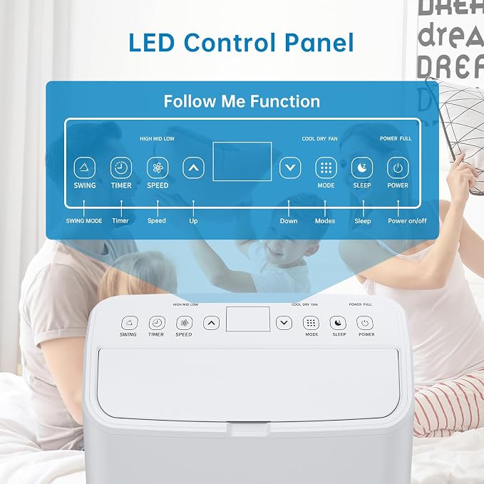 GarveeTech Portable Air Conditioner, 14000 Btu 3 in-1 Ac Unit With Dehumidifier & Fan Mode,Powerful Cooling Up to 750 Sq.Ft, Energy Saving, Remote Timer Control Air Conditioner For Home, School