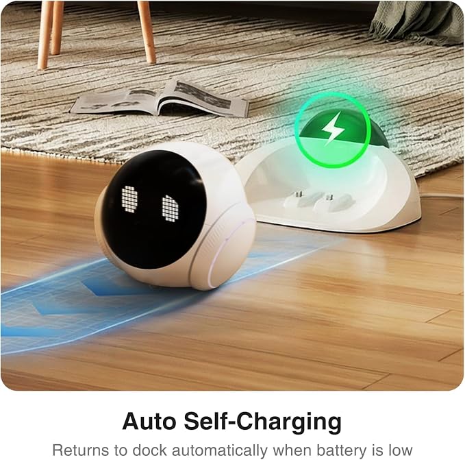 Smart Mobile Pet Camera Robot for Home Indoor, Movable 1080P Monitoring Dog and Cats, 2-Way Talk, Night Vision, Battery-Powered with Phone App Control