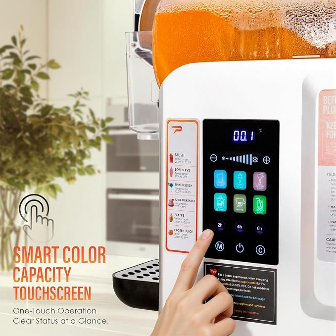 New Upgrade Smart 6 Presets Slushie Machine for Home & Frozen Drink Maker | 68oz Color Touch Screen Slushy Machine for Home with 2/4/6H Smart Timer & Self-Cleaning, DIY Soft Serve Ice Cream Machine