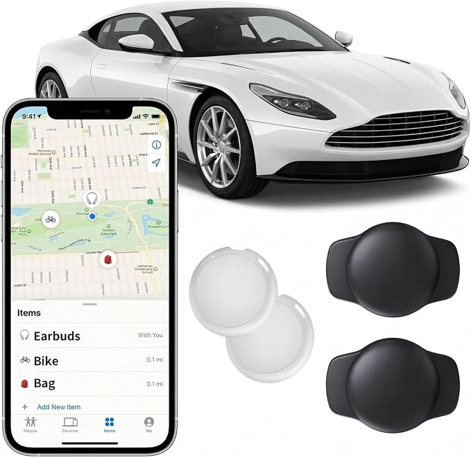 2 Pack GPS Tracker for Vehicles with Magnetic Case(iOS Only)Global Tracking | Work with Apple Find My Waterproof Real-Time Location Hidden Car Device Bluetooth Finder No Fee or Subscription Required