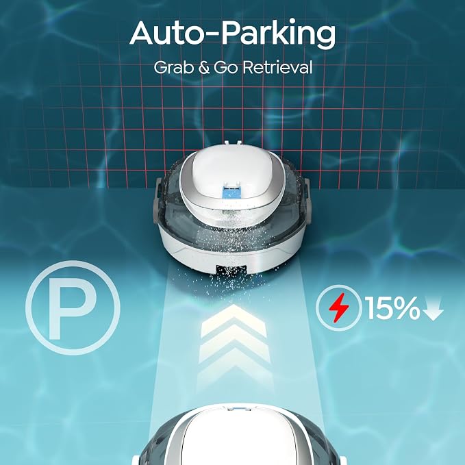 S2 Pool Vacuum Robot for Above Ground Pools, Cordless Operation, Efficient Cleaning Performance, Self-Parking and Easy Maintenance (Arctic Blue)