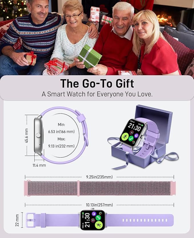 Hingso Smart Watches for Women, 1.85" Fitness Tracker for Android & iPhone | Bluetooth Call & Text Alert, Alexa Built-in, 24/7 Heart Rate/SpO2/Sleep/Cycles Monitor, 120+ Sports, IP68 Waterproof, 2 Bands