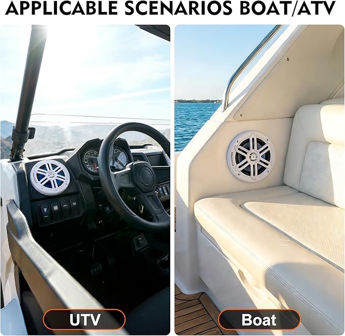 STUDIOFINIX 5.25 Inch 500W Marine Speakers with LED Lights -2 Way Weather Resistant Boat Speakers Perfect for Boats, ATVs, UTVs （Pair,White）