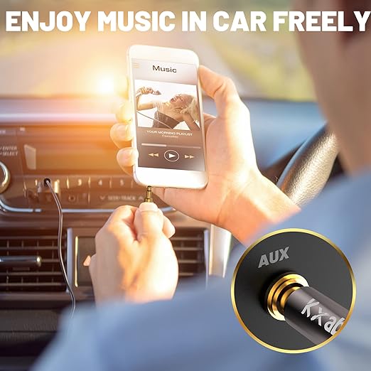 Kxable 3.5mm Aux Cable 25 Feet, Long Male to Male Auxiliary Audio Cord, Preminun Gold Plated Compatible with Headphones, iPods, iPads, iPhones, Home/Car Stereos with 5 Cable Ties