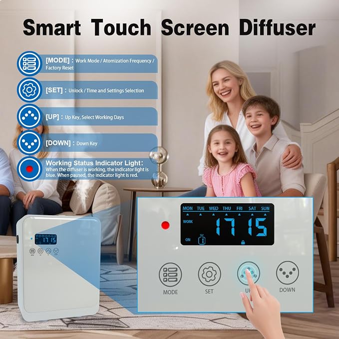 Smart Aroma Diffuser for Home & Business, 240ml Waterless Essential Oil Diffuser with App Control, Covers 400 to 2000 Sq.Ft, Pure Essential Oil Only for Hotel, Office, Spa