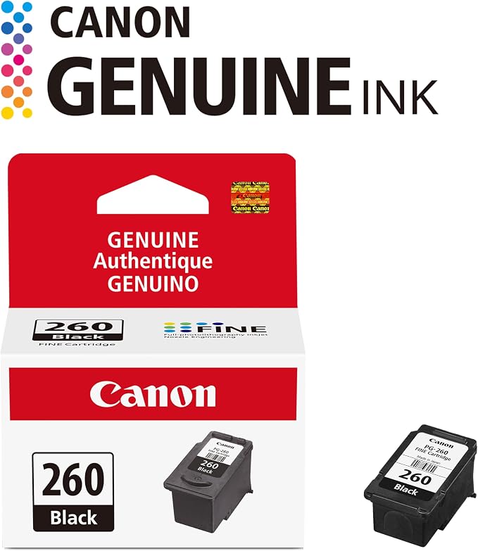 Canon PG-260 Genuine Black Ink Cartridge, Compatible with TS5320/6420/6420a,TR7020/7020a (Pack of 2)