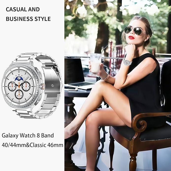 GOLDTOLUCK No Gap Stainless Steel Band Compatible with Samsung Galaxy Watch 8 7 6 5 4 Classic FE Pro Ultra 40mm 44mm 46mm 43mm 47mm 45mm 42mm Replacement Men Women Milanese Metal Elegant Casual