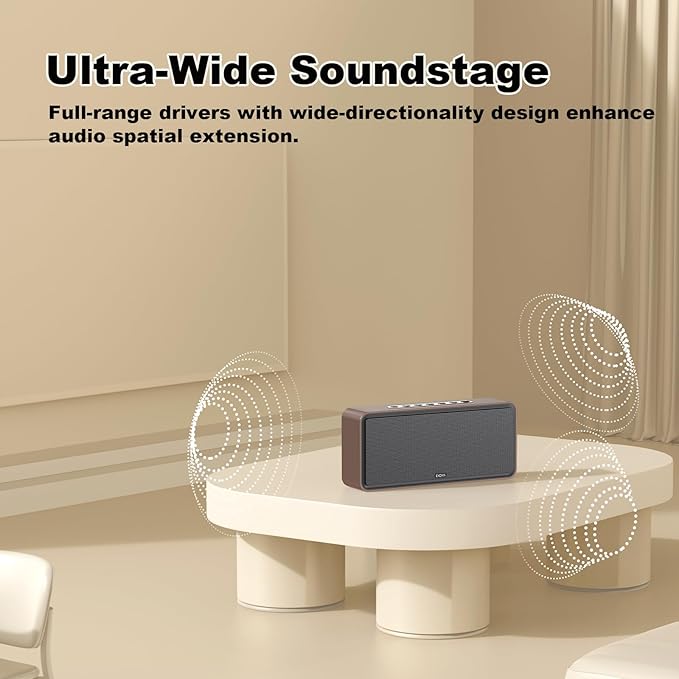 DOSS SoundBox XL 32W Bluetooth Speaker for House 丨 2.1 Channel with Subwoofer, TWS Wireless Pairing,Daul DSP, Room-Filling Sound Support AUX,TF Speaker for Home - Gold