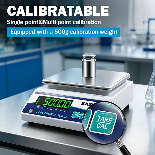 Lab Scale 6000g x 0.01g Scientific Scale g/oz/ct/lb/dr/DWT High Precision Digital Electronic Analytical Balance for Jewelry Kitchen Laboratory School, Includes 500g Calibration Weight&Battery