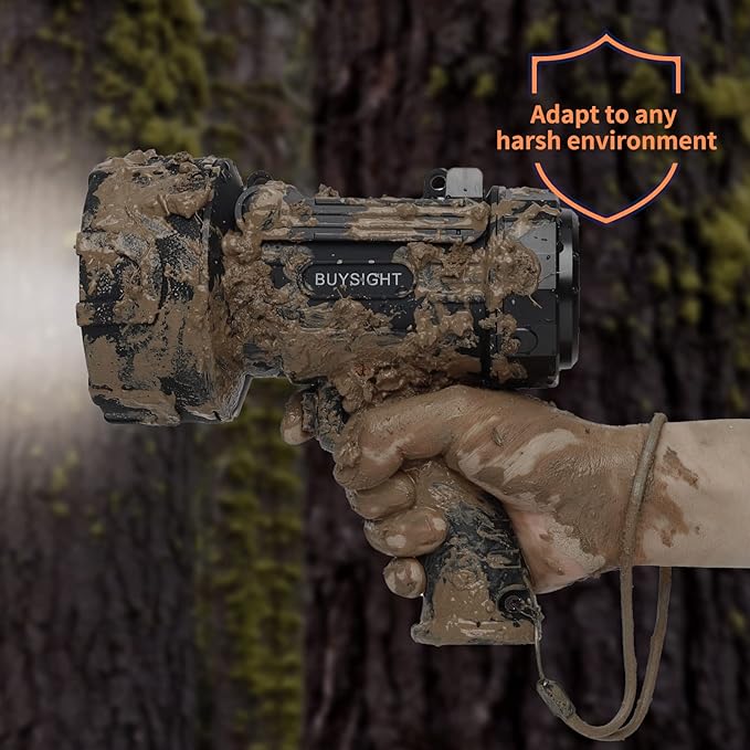 BUYSIGHT Rechargeable Spotlight Flashlight, Ture 1500 Lumens Hand held Spotlight Waterproof Flashlight Hunting Lamp with red Filter (Graphite Black)