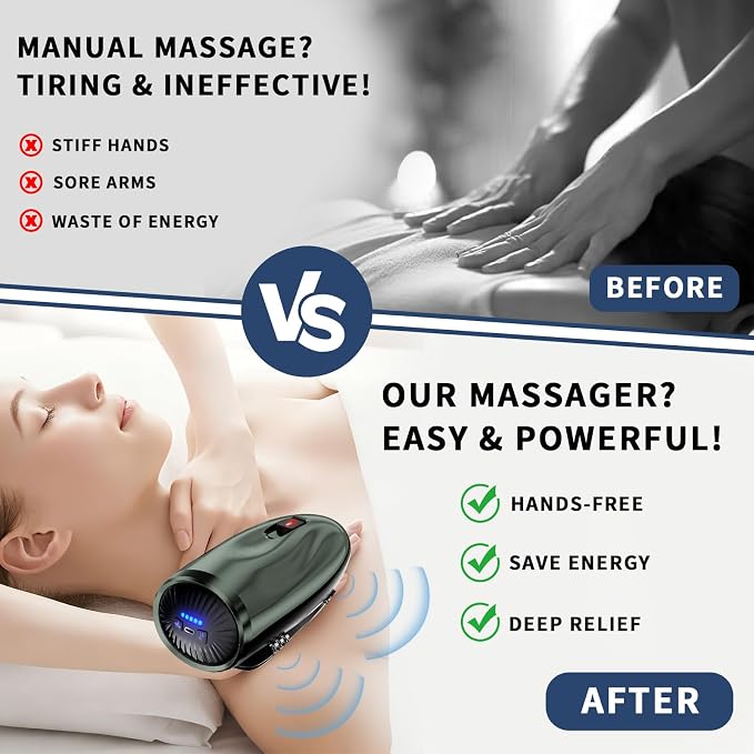 Cordless Handheld Massage,Professional Barber Cordless Handheld Massager,5-Speed Adjustment Button,5massage Modes,Neck/Legs/Hand Massage，2600AMH USB Charge (Green)