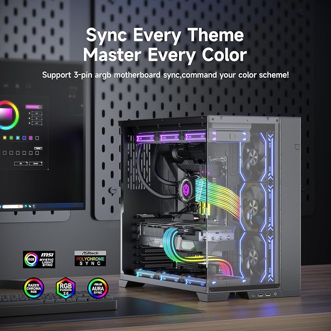 Sirlyr RGB PC Cables,Strimmer 2 * 8 pin PSU Extension Cable,5V 3Pin Sync ARGB,for Graphic Card Power Supply,Computer Case Decoration Black Style