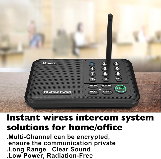 Intercoms Wireless for Home, Home Intercom System Wireless, 5280 Feet Long Range House Intercom System for Business, Two Way Wireless Intercoms for Office, Wireless Room Monitor LD666-4P