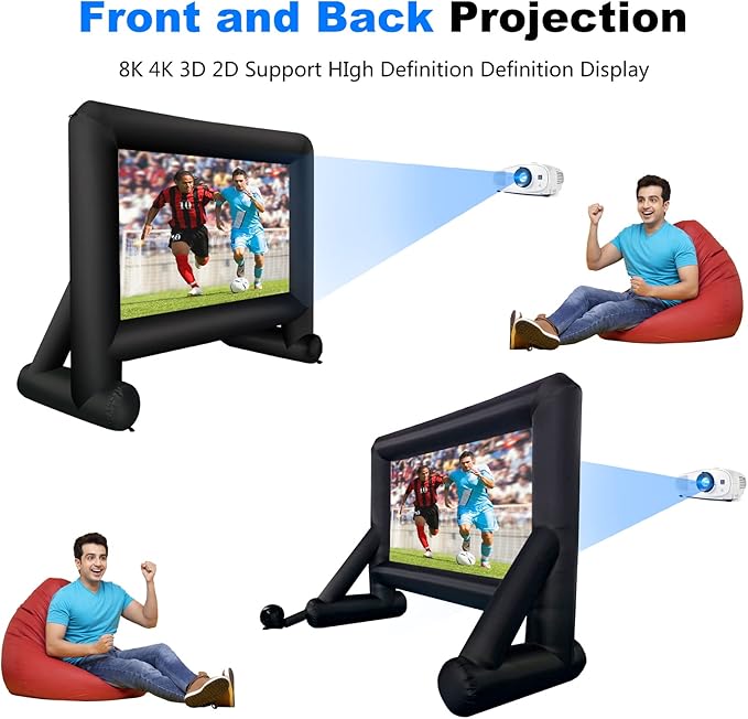 GZKYYLEGS 14 Feet Indoor and Outdoor Inflatable Blow up Mega Movie Projector Screen with Carry Bag for Front and Rear Projection