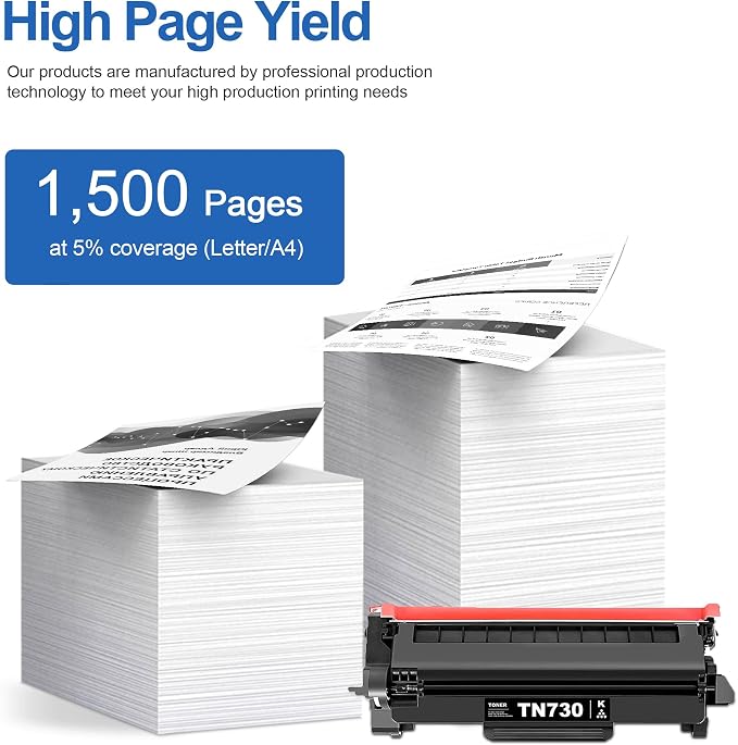 TN730 TN-730 Toner Cartridge Replacement for Brother TN730 Toner Cartridge Black for MFC-L2710DW MFC-L2750DW HL-L2350DW HL-L2370DW HL-L2390DW HL-L2395DW DCP-L2550DW Printer 1 Pack