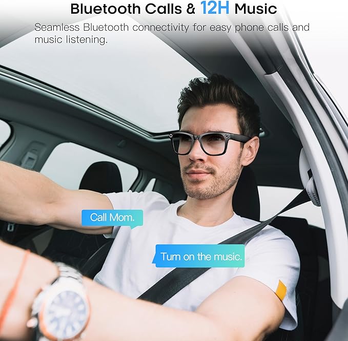 AI Smart Camera Glasses for Men Women, 4K Photography,1080P HD Video Recording,Real-Time Translation, Open-Ear Audio,Voice Assistant, Lightweight (Black Frame-Photochromic Lens)