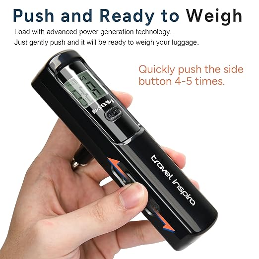 Battery-Free Luggage Scale – No Batteries Needed, Portable Digital Hanging Suitcase Weight Scale for Air Travel & Checked Bags, 110lb/50kg, LCD Display, Compact Travel Accessory