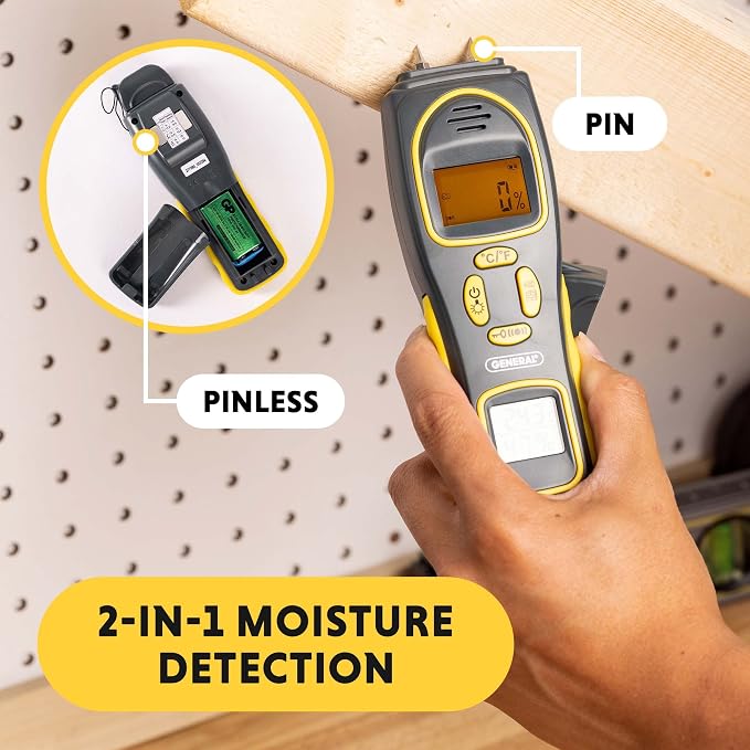 General Tools MMH800 Pin/Pinless Moisture Meter w/Temp and Humidity