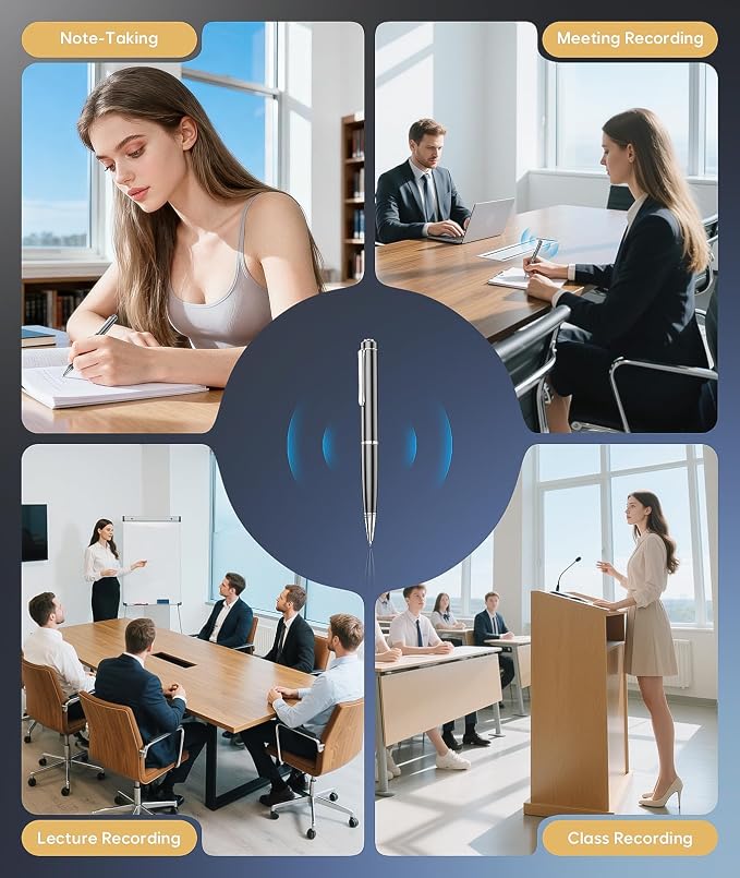 64GB Digital Voice Recorder, Audio Recorder with 25H Battery Life, Playback & Voice Activation Recording Device, Voice Activated Recorder with AI Noise Reduction for Lectures/Meetings/Interviews