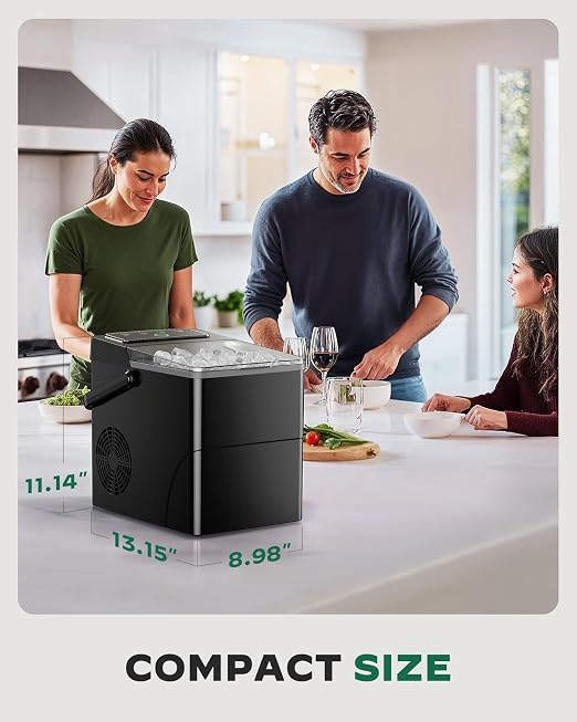 Silonn Countertop Ice Maker - 26.5lbs/24H Portable Ice Machine with 2.5L Expandable Ice Basket, 9 Bullet Ice Cubes in 6 Mins, 2 Ice Sizes LED Touch Control & Self-Cleaning for Home Kitchen