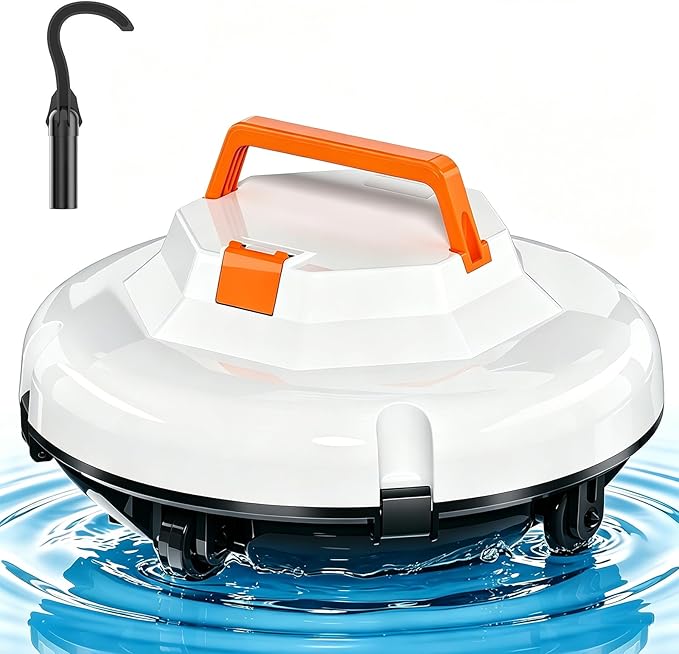 2026 NEW Cordless Robotic Pool Cleaner, Automatic Robotic Pool Vacuum Cleaner with Dual Motors, 130mins Runtime & Auto Docking Pool Vacuum Robot for Inground Pools Up to 1100 Sq.Ft, JQR-V201, White
