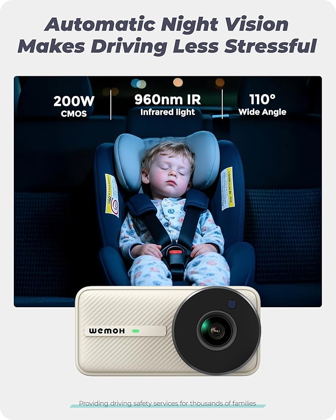 #1 Magnetic Double Car Camera for 2 Baby with 5" 1080P IPS Monitor, Auto Night Vision & Magnetic Mount, Zoom/Mirror/Split Modes, USB Powered, 5-Minute Setup, for Rear-Facing Infant, White