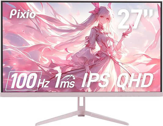 Pixio PX275 Wave Pink 27 inch 100Hz Refresh Rate QHD 1440p Resolution IPS Panel 1ms MPRT Response Time Gaming Monitor with Adaptive Sync