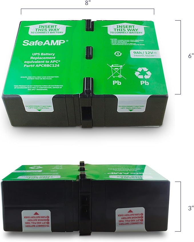 SafeAMP UPS 9Ah, 24VDC VRLA Battery Replacement APCRBC124 Compatible with APC UPS Models BR1000G, BX1350M, BN1350G, BX1000G, BX1300G.…